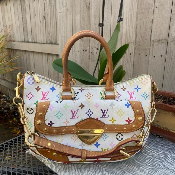 ๐Auth Louis Vuitton RITA White Multicolor HandBag